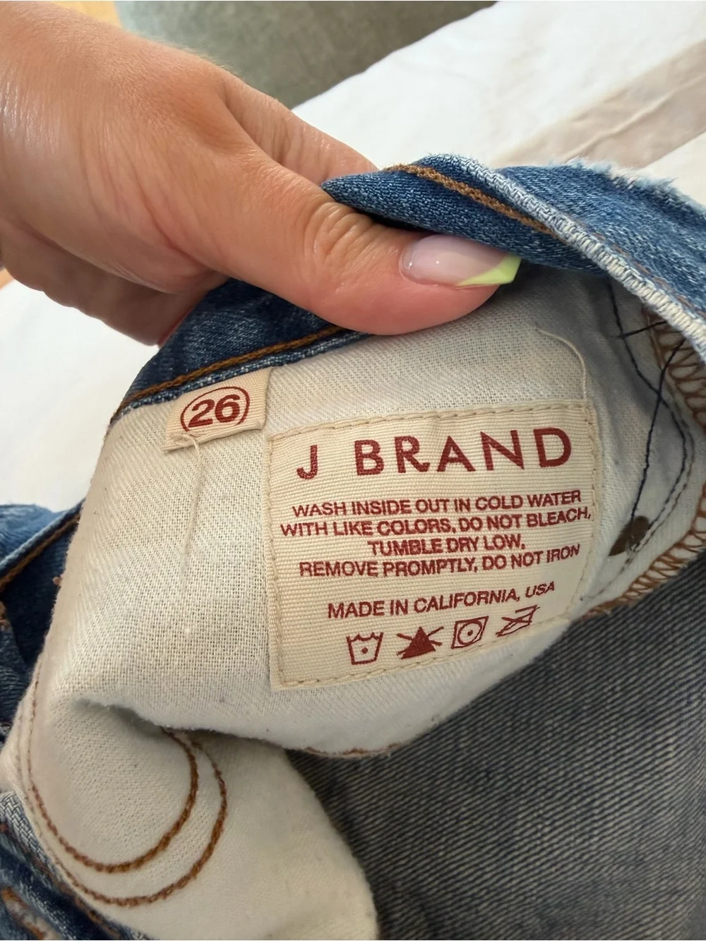 J Brand Distressed Blue Denim Shorts with Printed Graphics